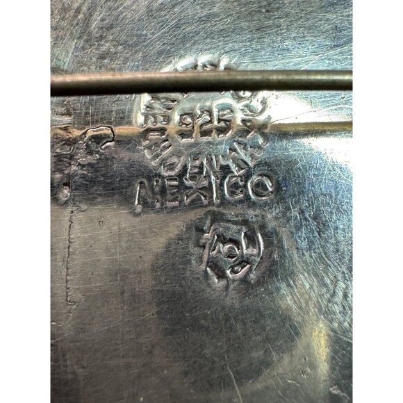 Estate Mexican Sterling Silver 925 Azurite Malachite Inlay Brooch Pin Pendant 15 - Picture 5 of 8